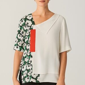 Stella McCartney Floral Asymmetrical White and Floral Top